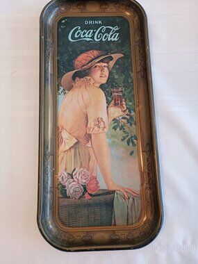 Vintage Coca-Cola Serving Tray with Lady in Hat Design